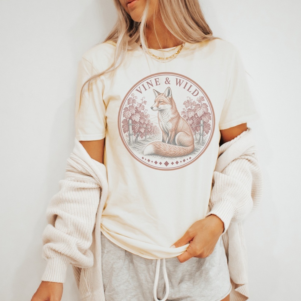 Vine & Wild Fox Ornate Badge Vintage Style Tee
